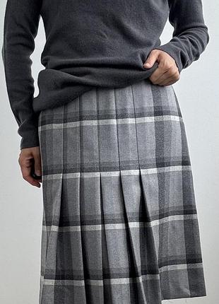 Вовняна спідниця у клітинку в довжині міді, 100% pure wool