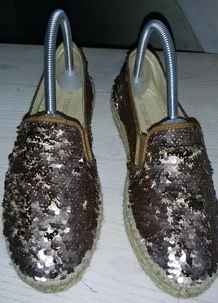 Macarena (іспанія) - класні шкіряні сліпони-еспадрільї  з паєтками р.38 -24 см