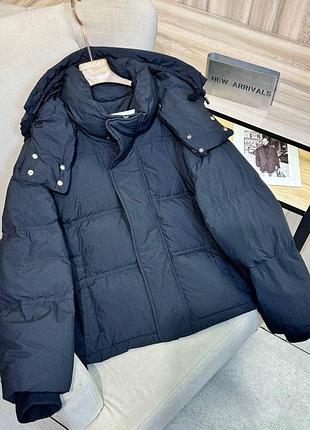 Куртка ami пуховик з капюшоном чорна