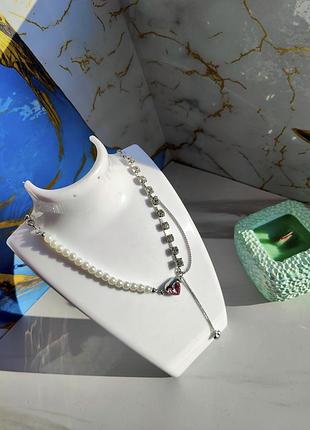 Жіноче намисто з ланцюжком на шию в сріблястому кольорі, біжутерія