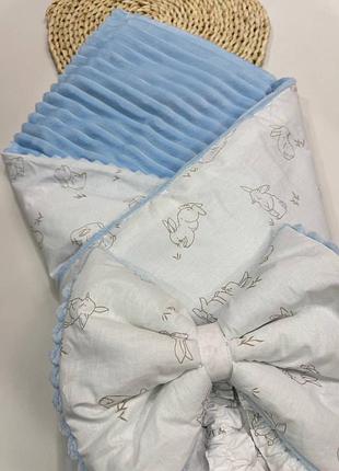 Теплий плед конверт на виписку з пологового будинку для новонародженого хлопчика