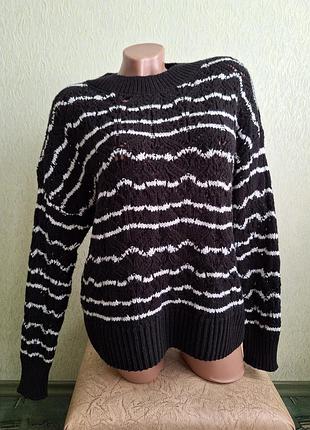Свитер с перфорацией. пуловер 15% шерсть. реглан вязаный. оверсайз.