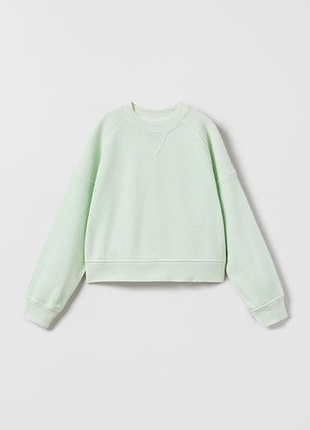 Свитшот для девочки zara, 164,13,14,светлый зеленый,овезсайз,хлопок,кофта,зара,реглан,манжет, лонгслив
