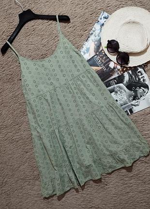 Красивое хлопковое ярусное платье из прошвы/ платья/сарафан