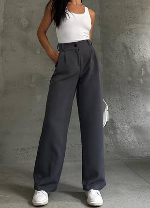 Топовые базовые брюки палаццо с карманами, брюки, широкие костюмка