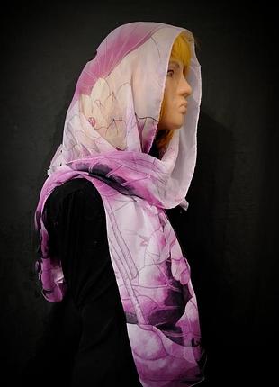 Шарф  кольоровий літній легкий шифоновий напівпрозорийсвятковий