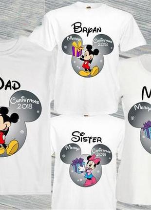 Набір: футболки family look для всієї родини "мауси новий рік: тато, мама, син, дочка"