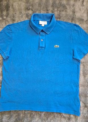 Мужская футболка-поло lacoste | l | синяя | оригинал i slim fit