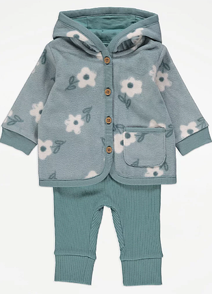 George комплект флисовый кардиган и легинсы blue floral button up fleece and leggings outfit