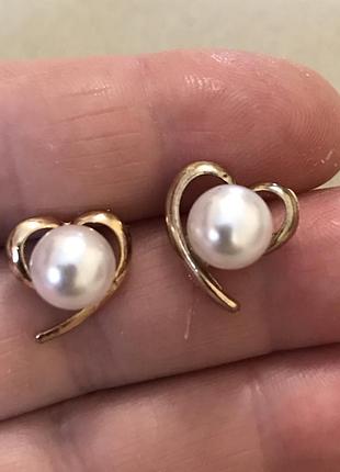 Сережки пусети з перлиною вінтаж