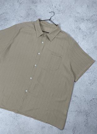 Бежева легка гавайка в рубчик