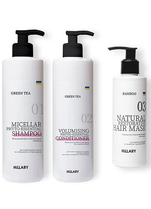 Комплекс для жирного типа волос green tea + натуральная маска bamboo