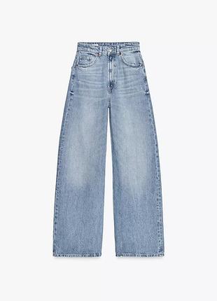 Нові блакитні джинси trf extra wide-leg high-waist jeans