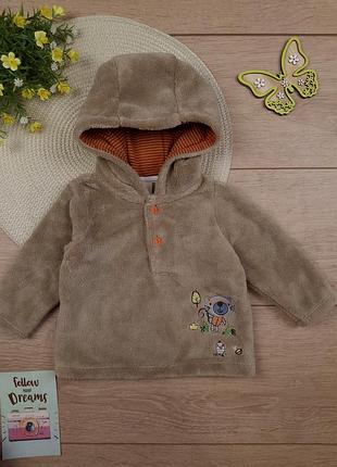 Детская плюшевая кофта 3-6 мес baby club с капюшоном худи кофточка для мальчика девочки