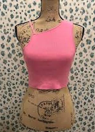 Топ трикотажний на одне плече асиметричний рожевий