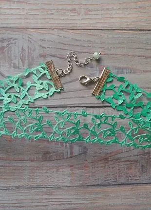 Бірюзове кольє чокер з мережива