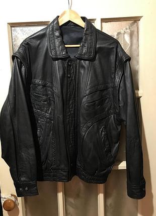 Вінтаж 90х пілот бомбер шкіряна куртка оверсайз натуральна м'яка шкіра тренд 2025