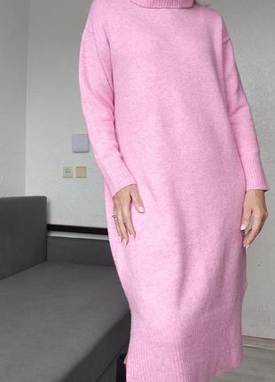 Натуральна тепла довга сукня , з широким воротом🔥🔥🔥