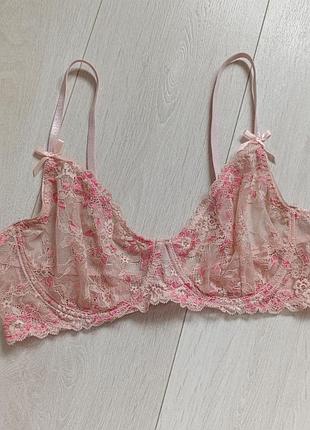 Бюстгальтер розовый ажурный бюст кружевной лиф кружевый 85d 80e