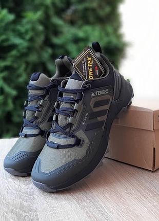 Чоловічі якісні та стільний кросівки adidas terrex swift r3 gtx low низькі хакі з чорним ❄️