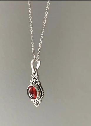 Ланцюжок  з підвіскою у богемному стилі  - гранатом.