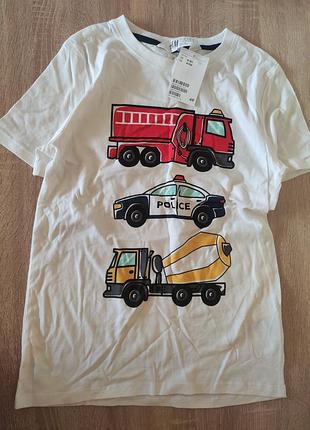 Дитяча футболка h&m р.8/10 машини поліція пожежна