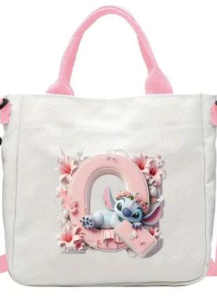 Сумка через плечо с стичем и буквой "q" в цветах