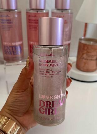 Парфумований спрей для тіла з блискітками victoria's secret pink dream girl shimmer оригінал