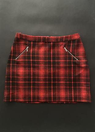 Червона спідниця у чорну клітинку papaya 40