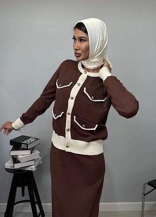 Закритий костюм з сукнею шоколадний костюм шоколад костюм з сукнею олд мані костюм олд мані
