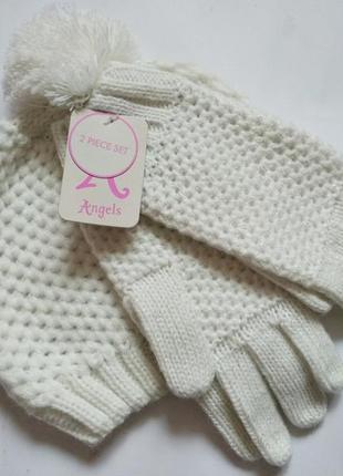 Набір шапка і рукавички на дівчинку 9-12 років