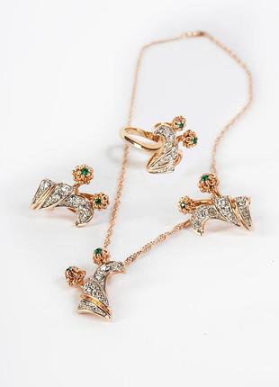 Новый красивый комплект женских украшений 3 в 1