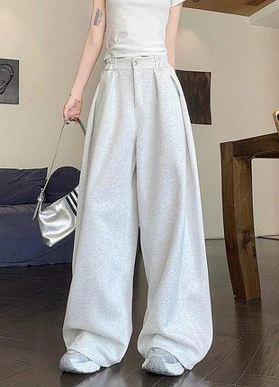 Жіночі спортивні брюки штани оверсайз палаццо сірий чорний