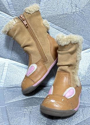 Сапоги для девочки 21 размер (13 см стелька) коричневые кожаные обувь для малышей