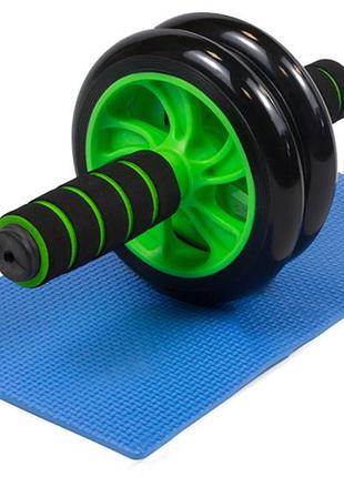Ролик для пресу подвійний easyfit ef-1352-y, з килимком, жовтий