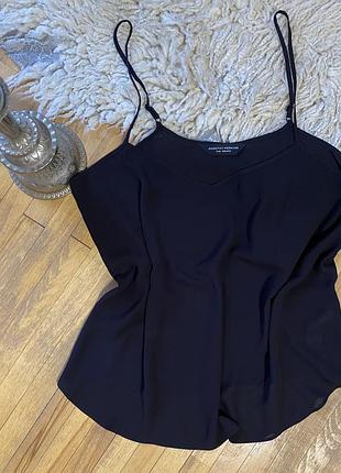 Чорна шифонова базова майка на брительках з v подібним вирізом від dorothy perkins