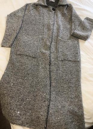 Вязаное пальто большого размера, 48-50-52