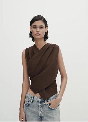 Massimo dutti лляний топ льон блуза