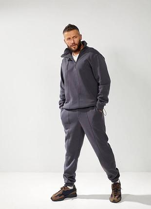 Мужской теплый спортивный костюм на флисе трехнить утепленный зимний зима