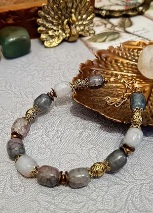 🔺🩶💫 изысканный браслет стекло лемпворк под натуральный камень