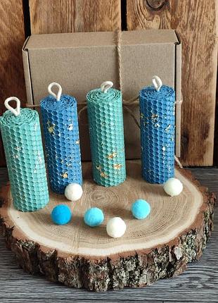 Набір святкових свічок з вощини (4 шт.) 🎁 натуральний віск, подарунок