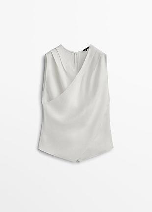 Лляний топ блуза massimo dutti  льон