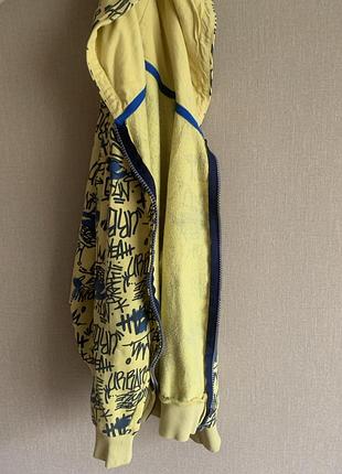 Спортивная крутая желтая кофта на замке с капюшоном zara gap 8 худи