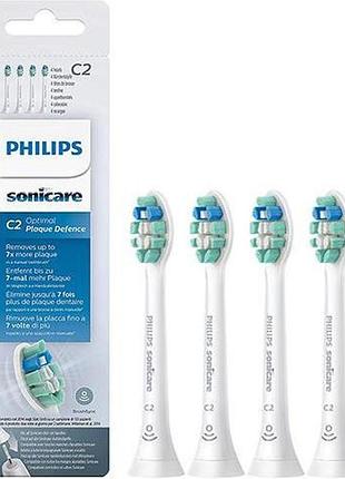 Сменные насадки 4 шт для зубных щеток philips sonicare c2 optimal plaque defence - белые
