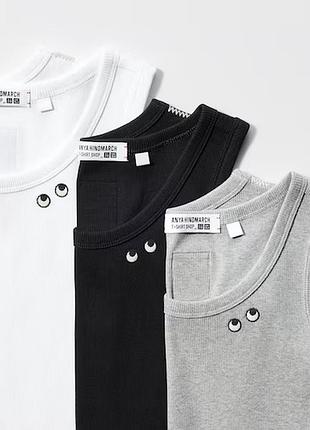 Майка t4tank ребристый топ без рукавов uniqlo черная и белая