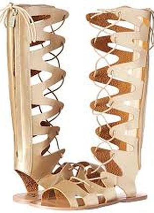 Высокие кожаные босоножки гладиаторы