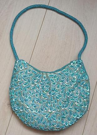 Сумочка клатч  бірюзова з пайєтками