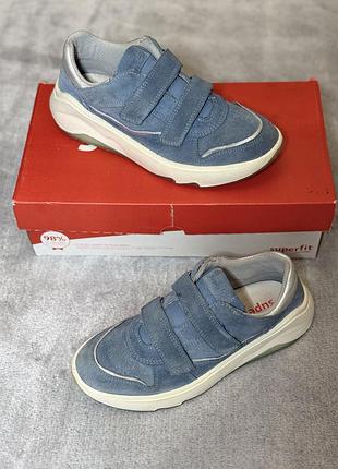 Кросівки для дівчинки superfit melody суперфіт gore tex для дівчинкимембранні ортопедичні замшеві шкіряні шкільні блакитні спортивні на липучках 35 р