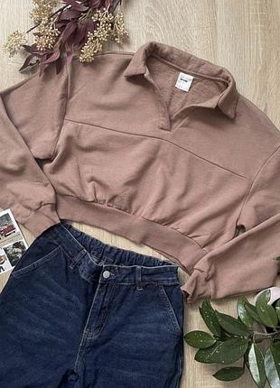 Укорочений світшот кофта худі на флісі