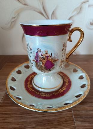 Чайная пара. "preuss. dorz." цвет бордо. германия. винтаж.